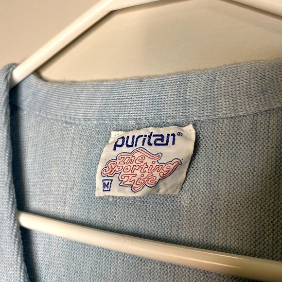 Vintage 1960s Puritan Pastel Blue Rockabilly Cobain Grunge Grandpa Cardigan M - Picture 2 of 6